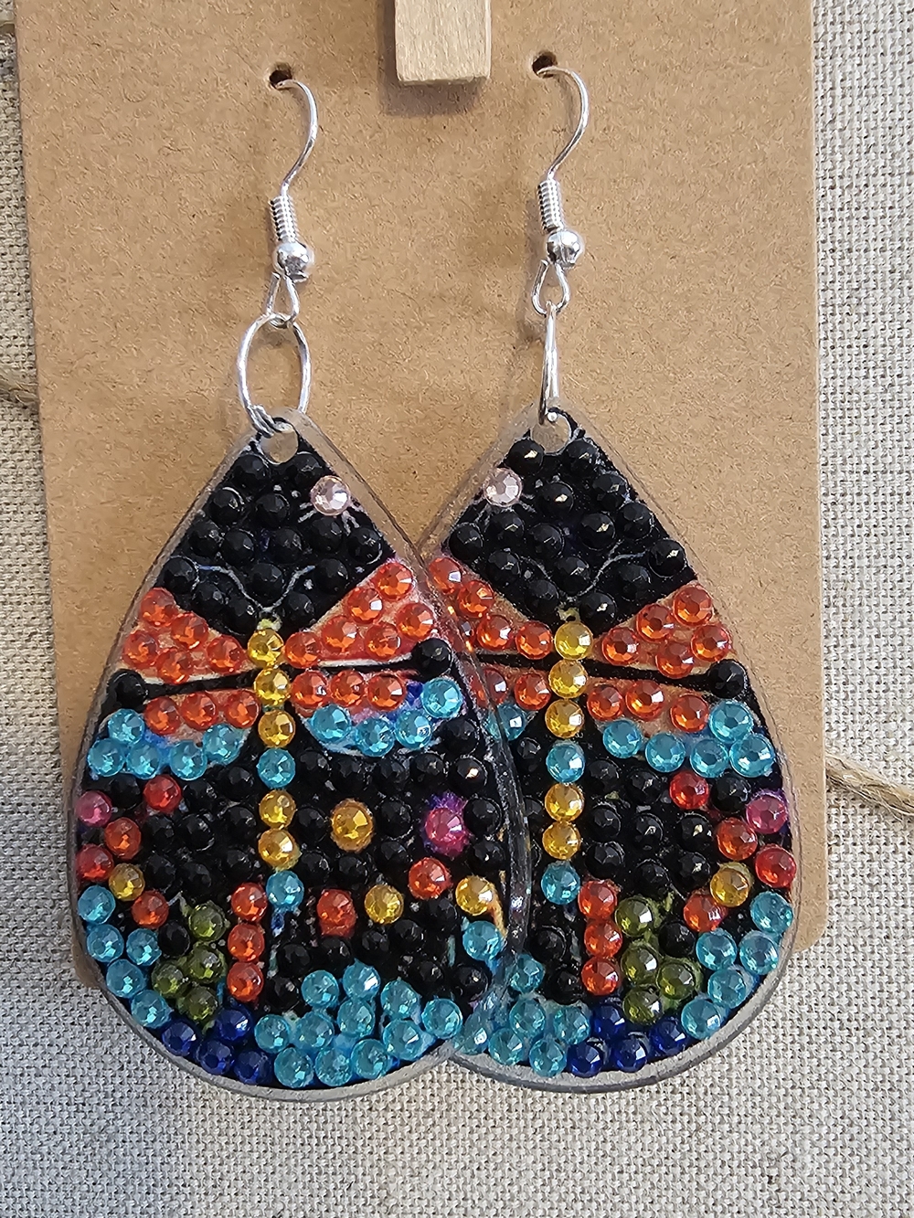 Colorful Teardrop Crystal Earrings - Multicolor Sparkle